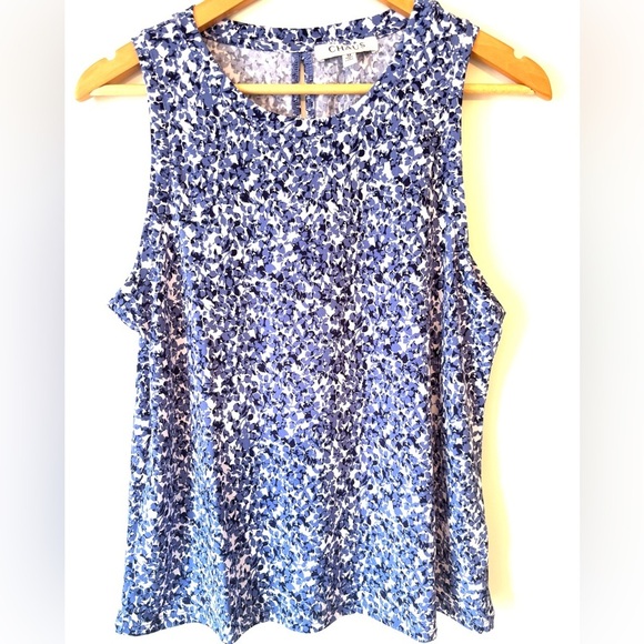 CHAUS Sleeveless Floral/Abstract Print Blouse - Picture 1 of 7